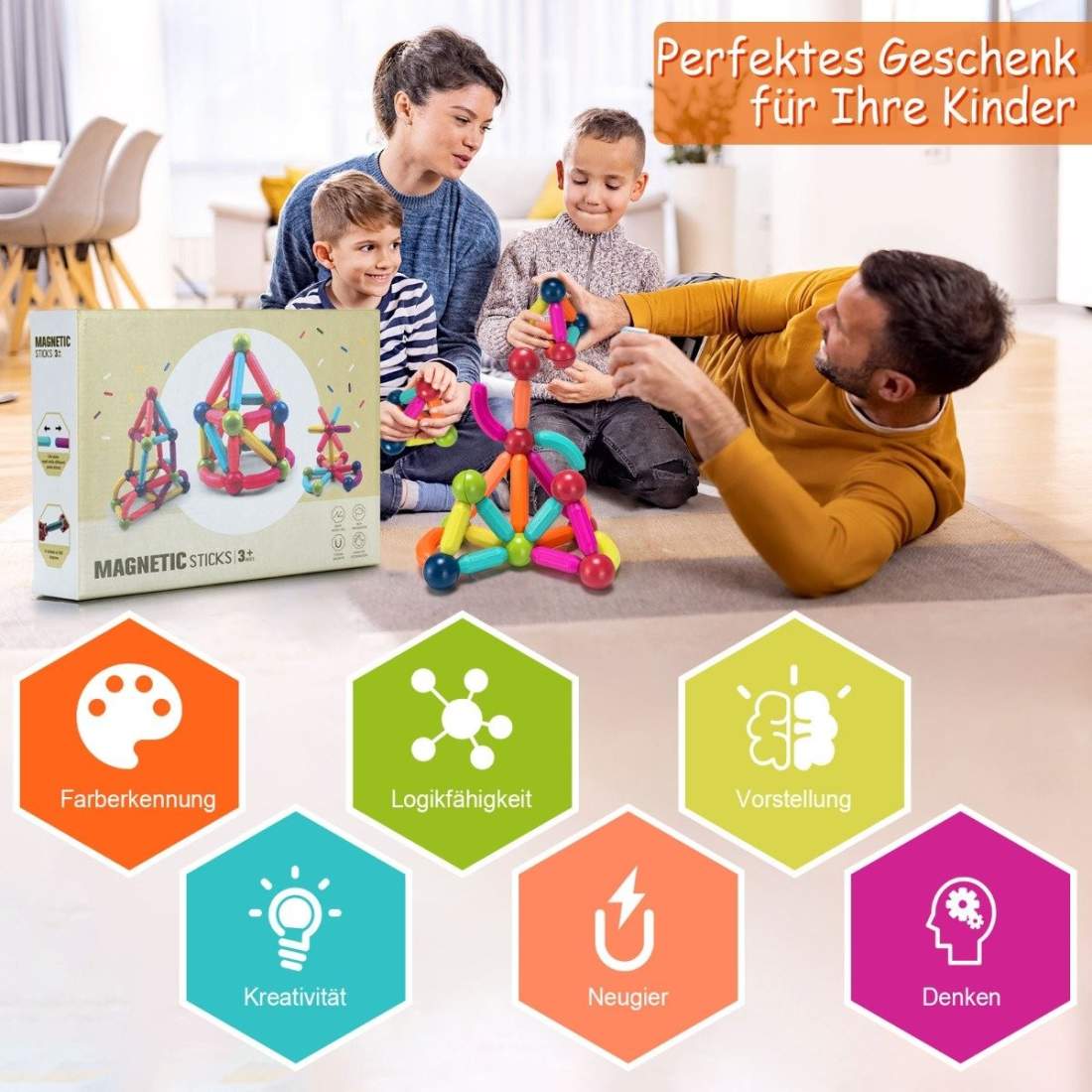 88 pedagogisk magnetisk byggsats tillverkad av högkvalitativ ABS lämplig för barn | Leksaker & Spel - Leksaker - Övriga Leksaker - Bollar | Pryloteket