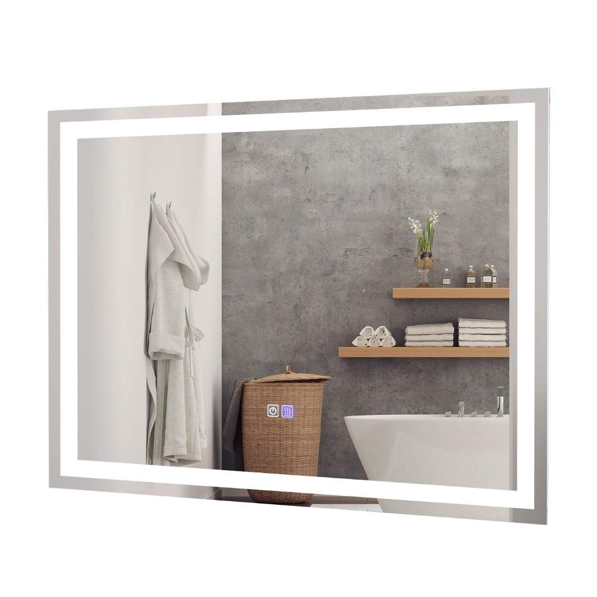 Badeværelsesspejl LED-spejl med justerbar lysstyrke og farvetemperatur 80 x 60 cm