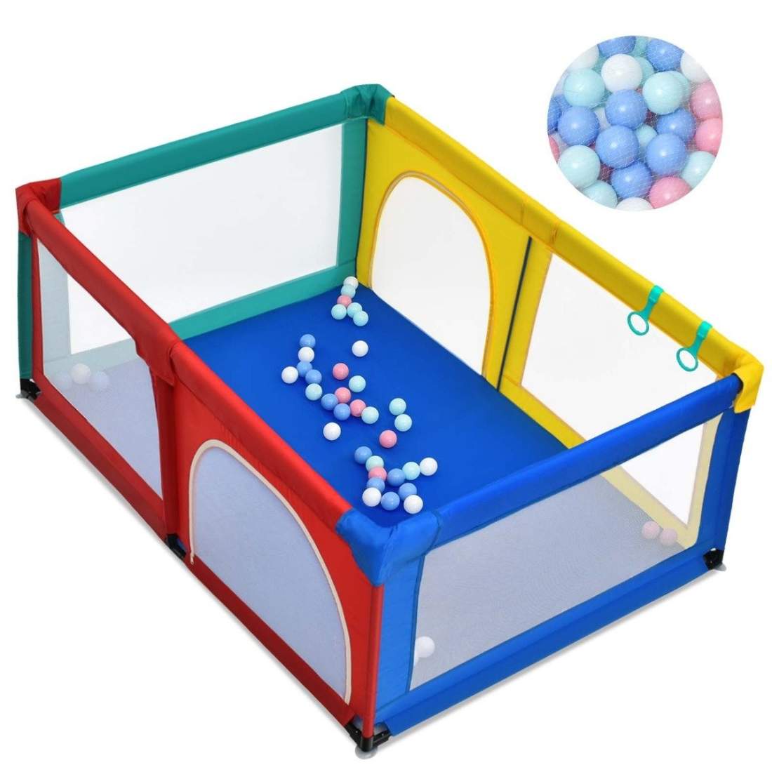 120 x 190 cm lekhage med 50 lekkulor lekhage med nät och dragkedja | Leksaker & Spel - Leksaker - Övriga Leksaker - Bollar | Pryloteket