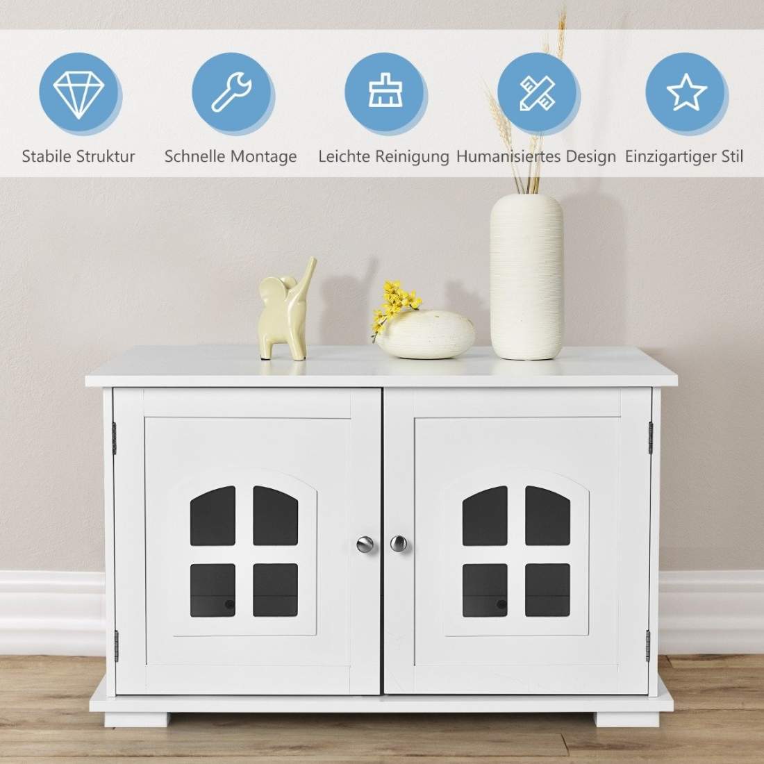 Katthus med dubbla dörrar och fönster dekorativ kattlåda | Elektronik - Tillbehör Mobil & Surfplatta - Mobiltillbehör - Mobilkablar - Tillbehör | Pryloteket