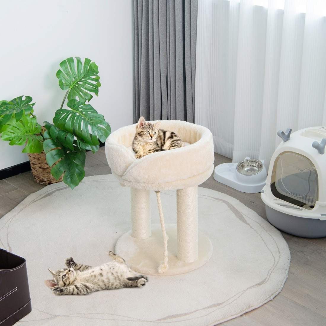 Kattträd kattskrapstolpe med mjukt sits sisaltorn för katter beige | Hem & Hobby - Husdjur - Katt - Katträd | Pryloteket