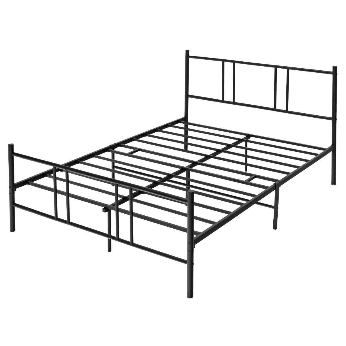 Metal sengeramme platform sengeramme med sengegavl og fodgærde 200 x 160 cm sort