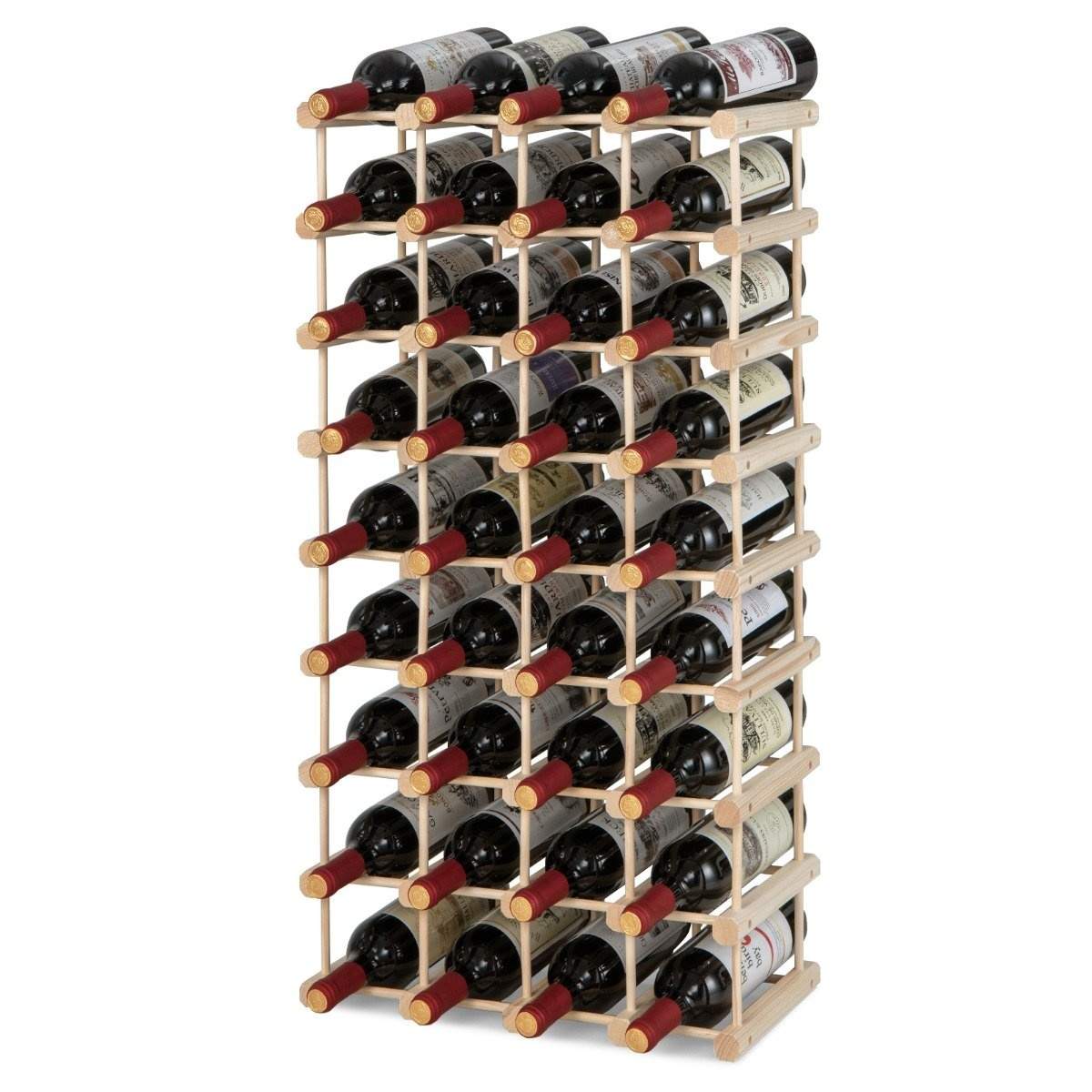 Vinreol i træ, flaskeholder, vinstativ til 36 flasker, flaskereol, vinflaskeholder, natur