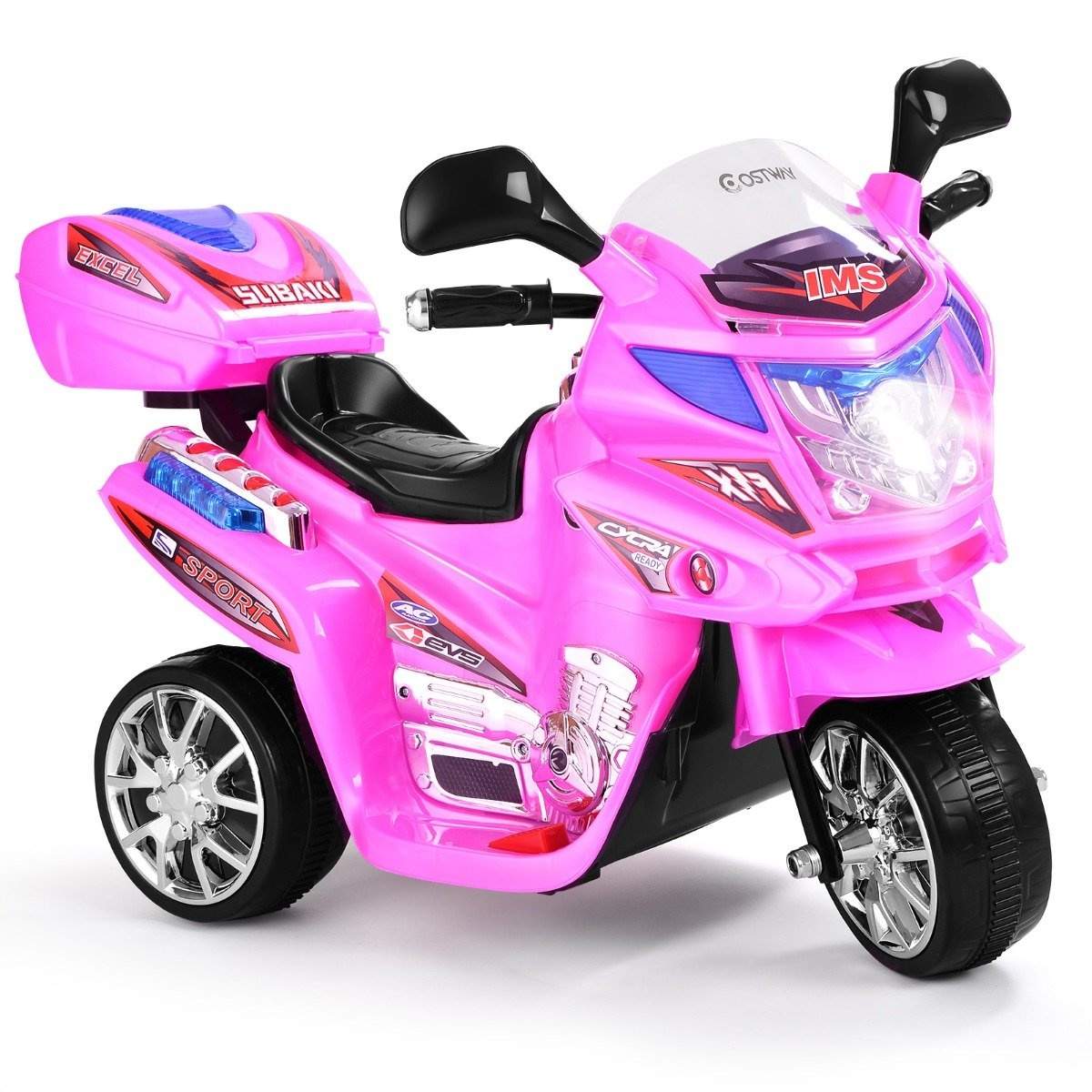 Børnemotorcykel 6 V elmotorcykel med musik og forlygter til børn pink