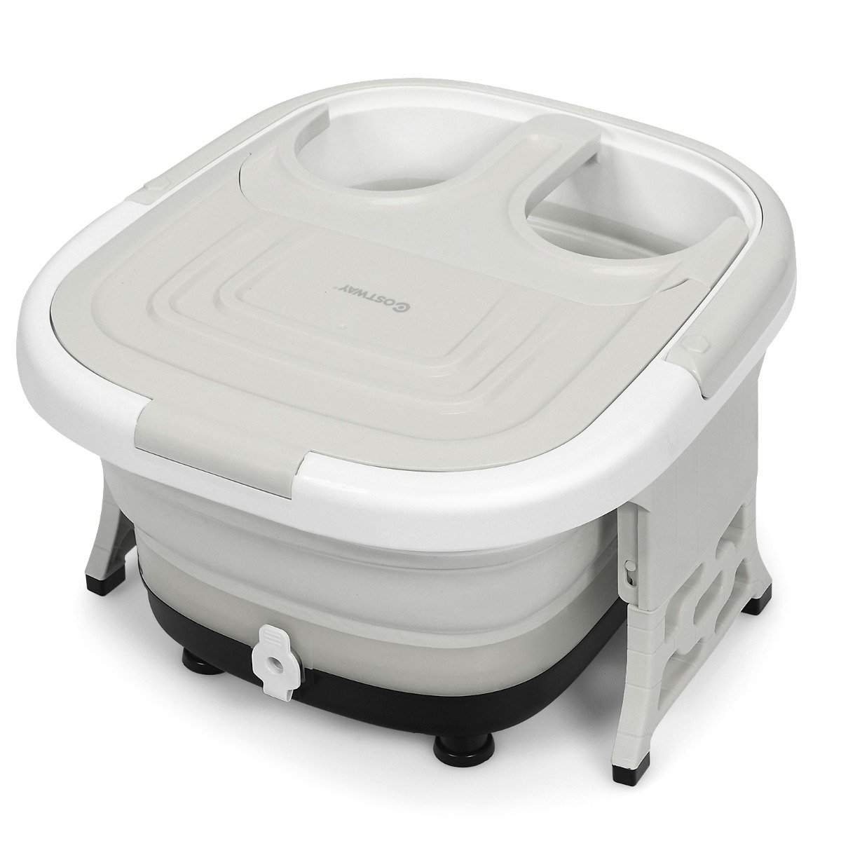 Fotbad massager fotbad bubbelpool med justerbar värmetemperatur 42 x 40 x 24 cm grå