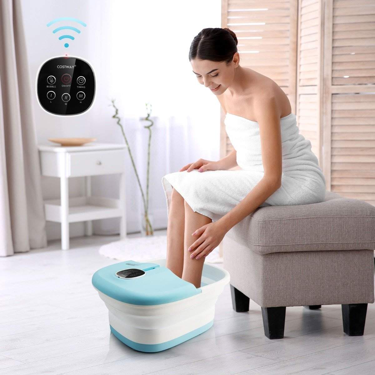 Fodbadsmassager Foldbar elektrisk fodbadevarmer 33,5 x 41 x 20,5 cm Blå