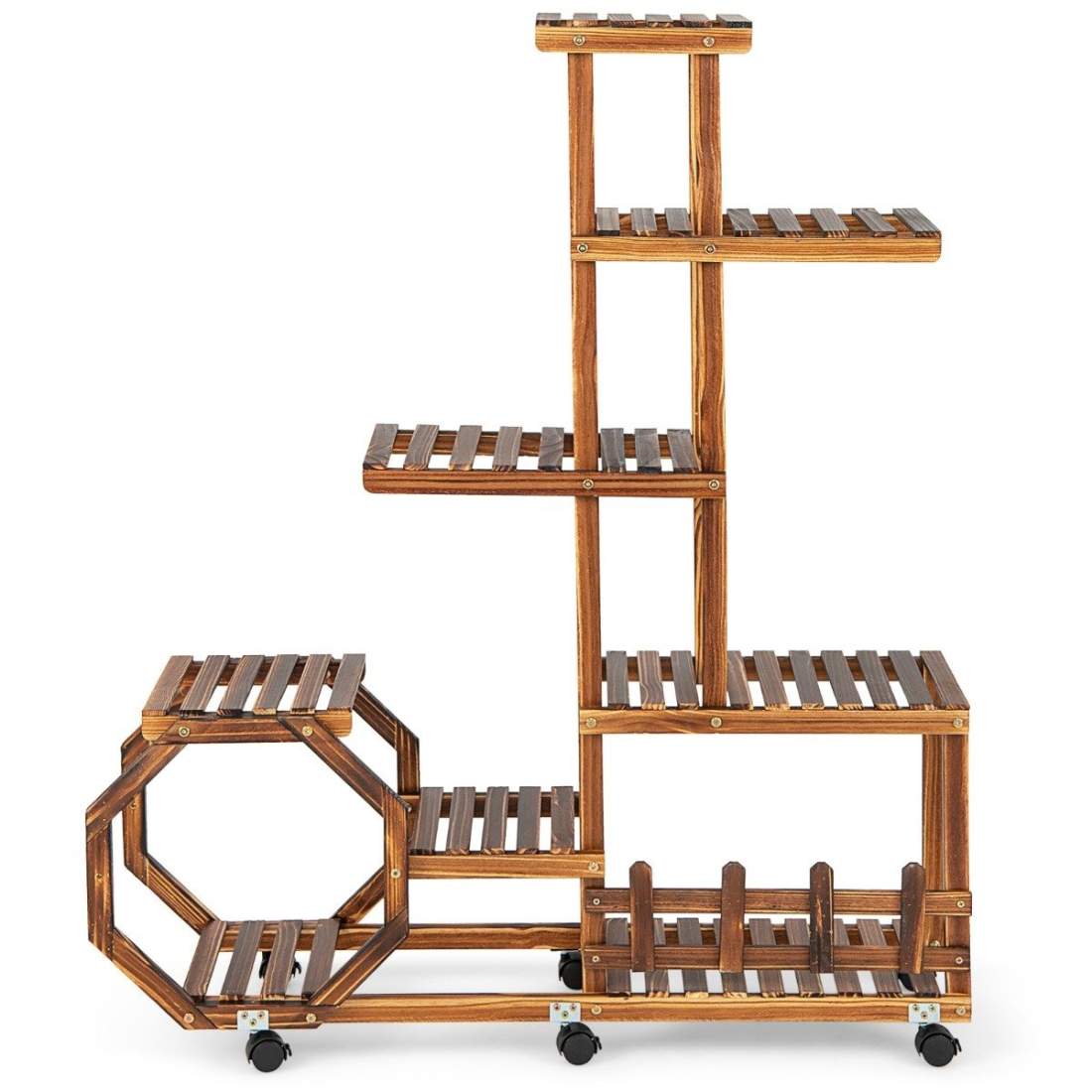 Flerlagers växtställ i trä Flyttbar blomsterhylla 107 x 29 x 74 cm Naturlig | Leksaker & Spel - Leksaker | Pryloteket