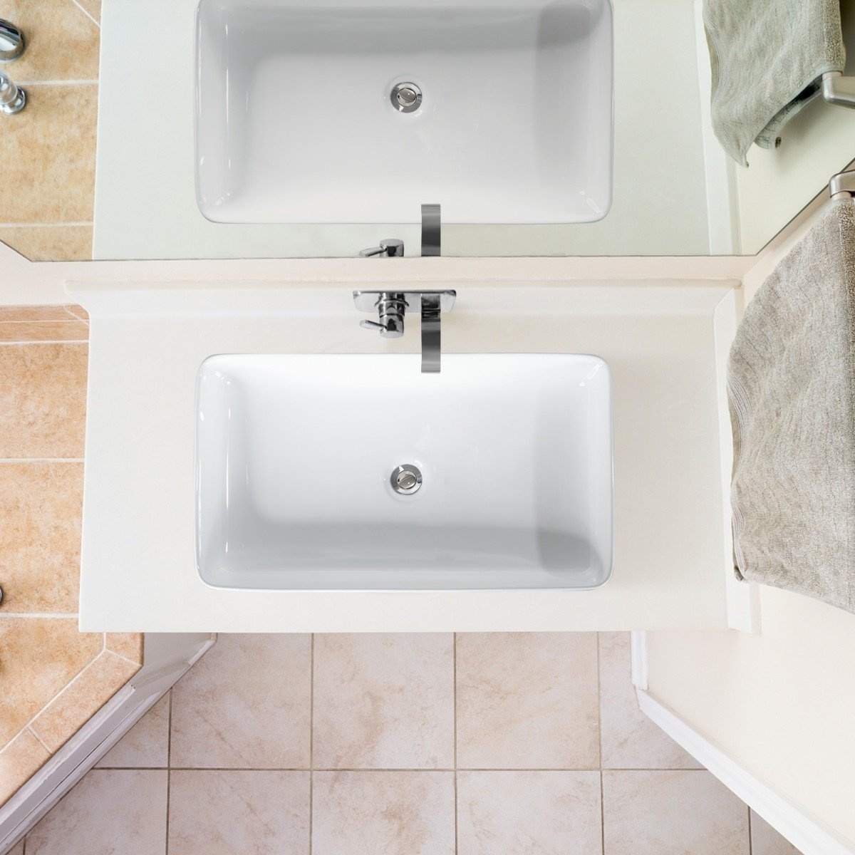 Håndvask porcelæn kunst håndvask keramisk håndvask med pop-up afløb 60 x 35 x 11 cm hvid