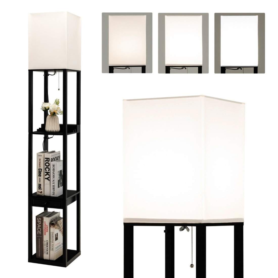 Modern hylla golvlampa Dimbar golvlampa med låda 26 x 26 x 159,5 cm | Sport & Fritid - Friluftsliv & Camping - Belysning | Pryloteket