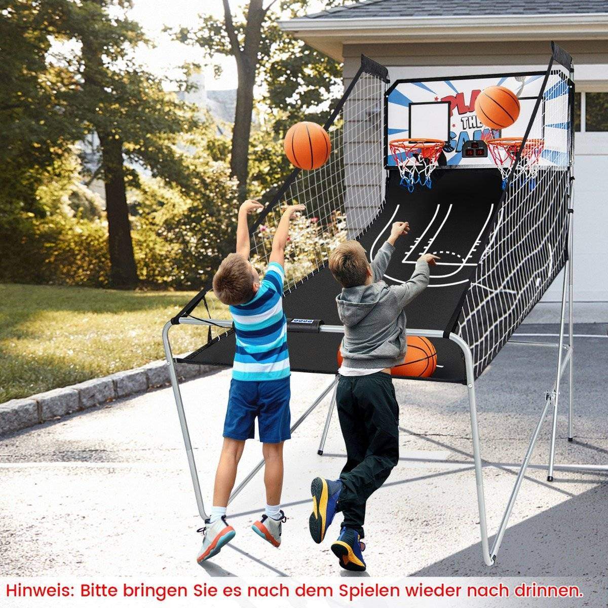 Basketball maskine folde basketball arkadespil med 2 kurve hvid