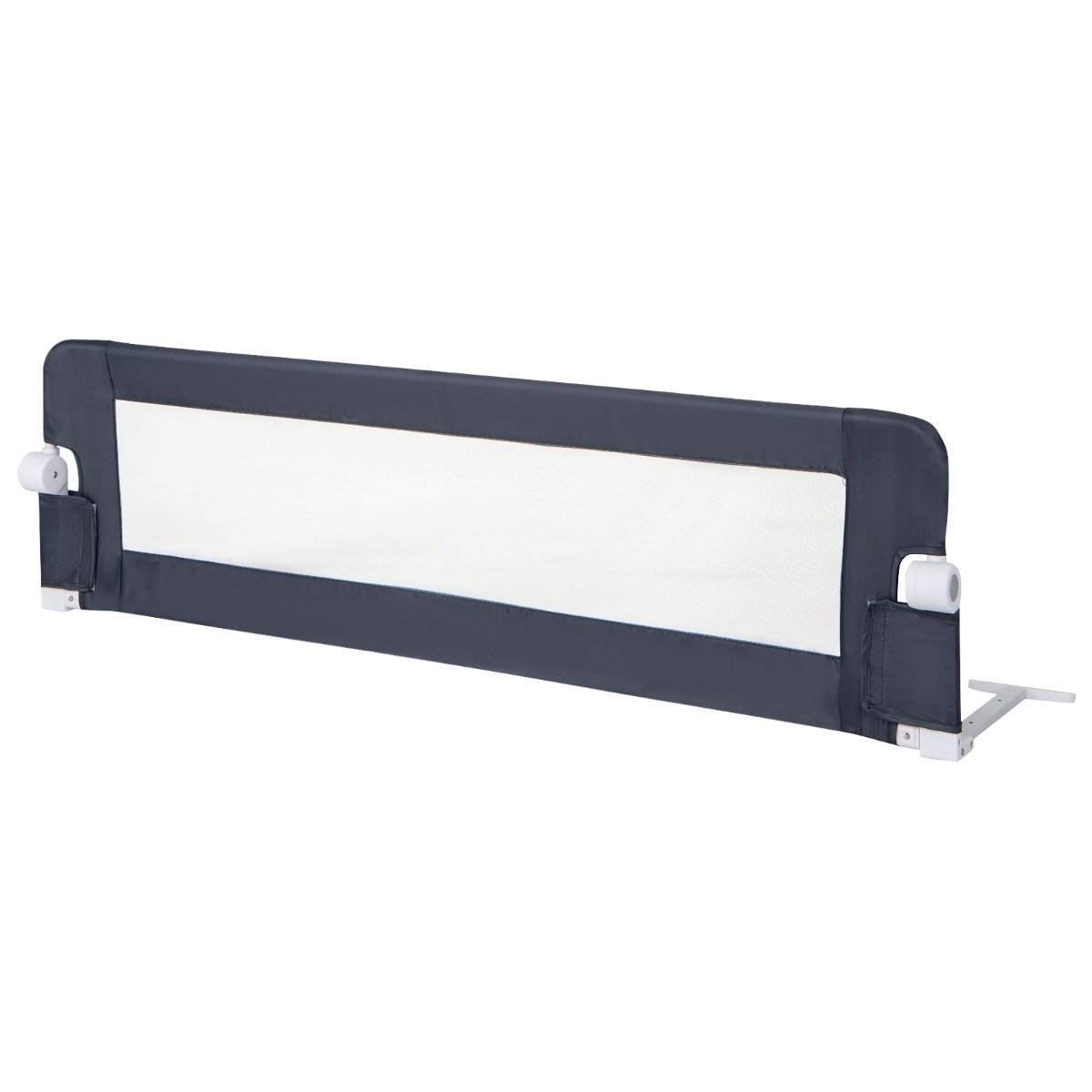 Sammenklappelig sengehest med justerbare & et-klik foldestropper sengebeskytter 150 x 42 cm grå