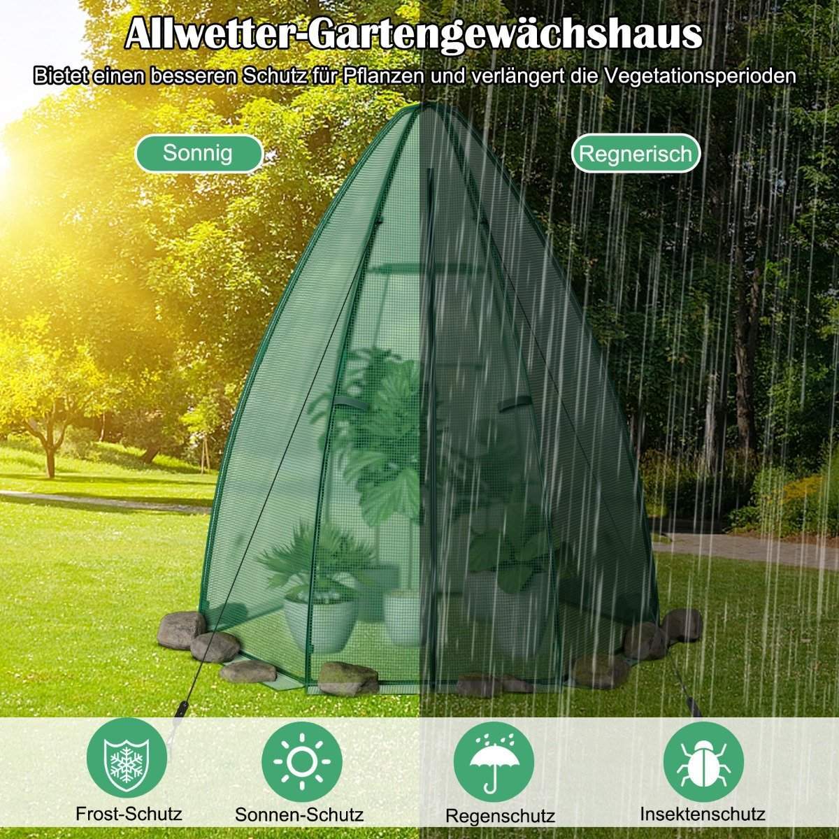 Drivhushavedrivhus med PE-overtræk til alle slags vejr 160 x 160 x 183 cm grøn