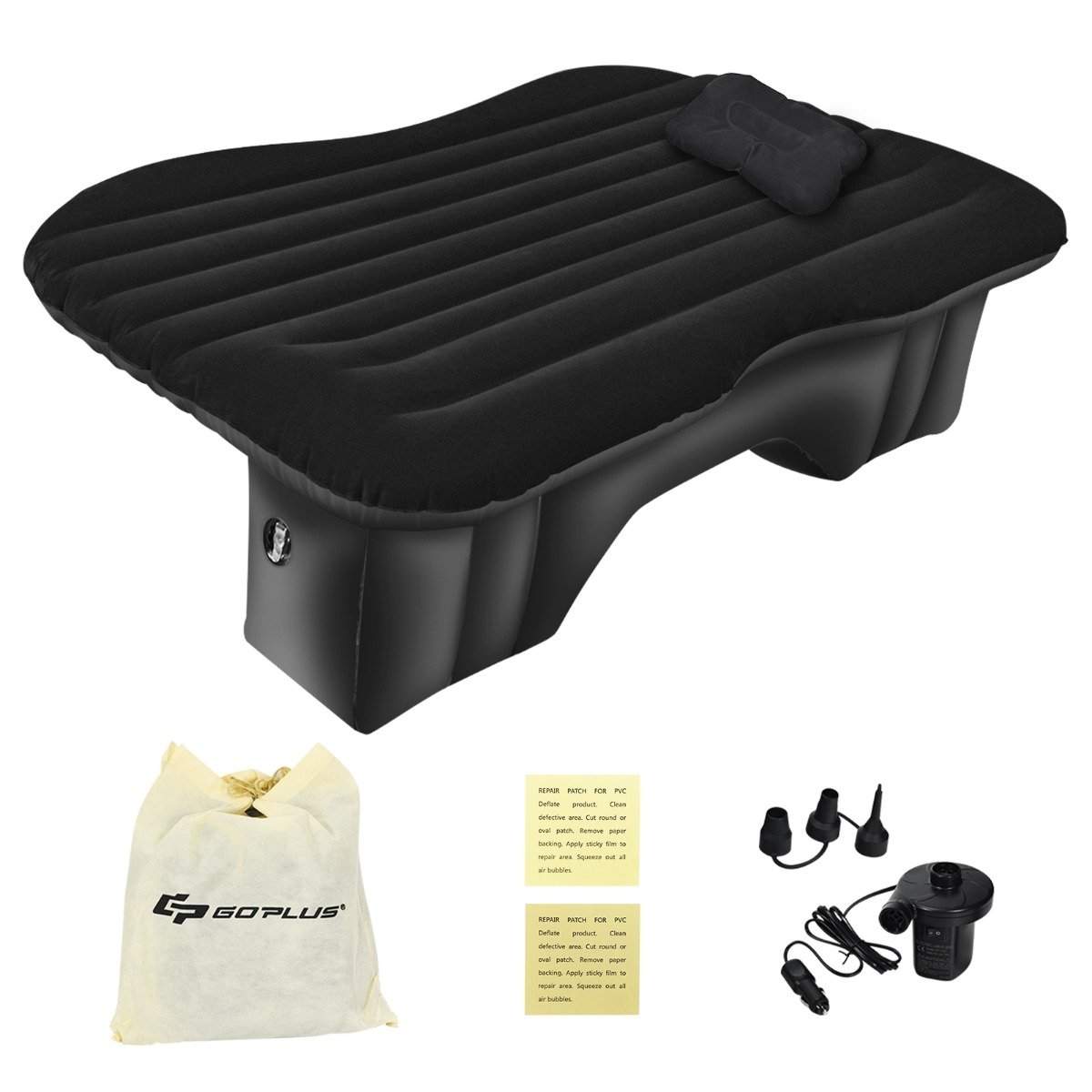 Universal oppustelig luftmadras med elektrisk pumpe 142x91x48cm sort