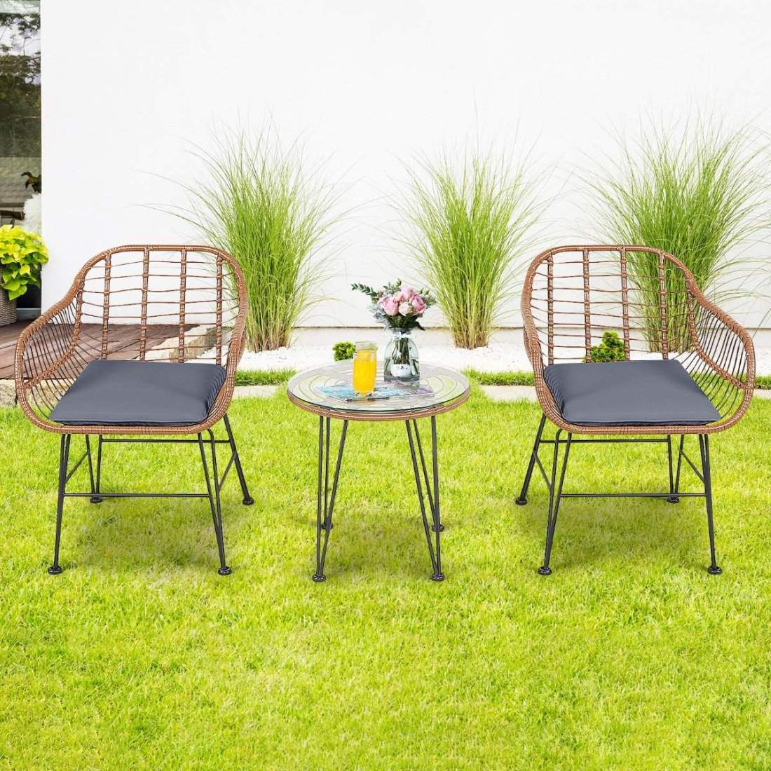 Wicker möbelset 3-delat modernt bistroset för terrassen | Hem & Hobby - Hem & Hushåll - Balkong | Pryloteket