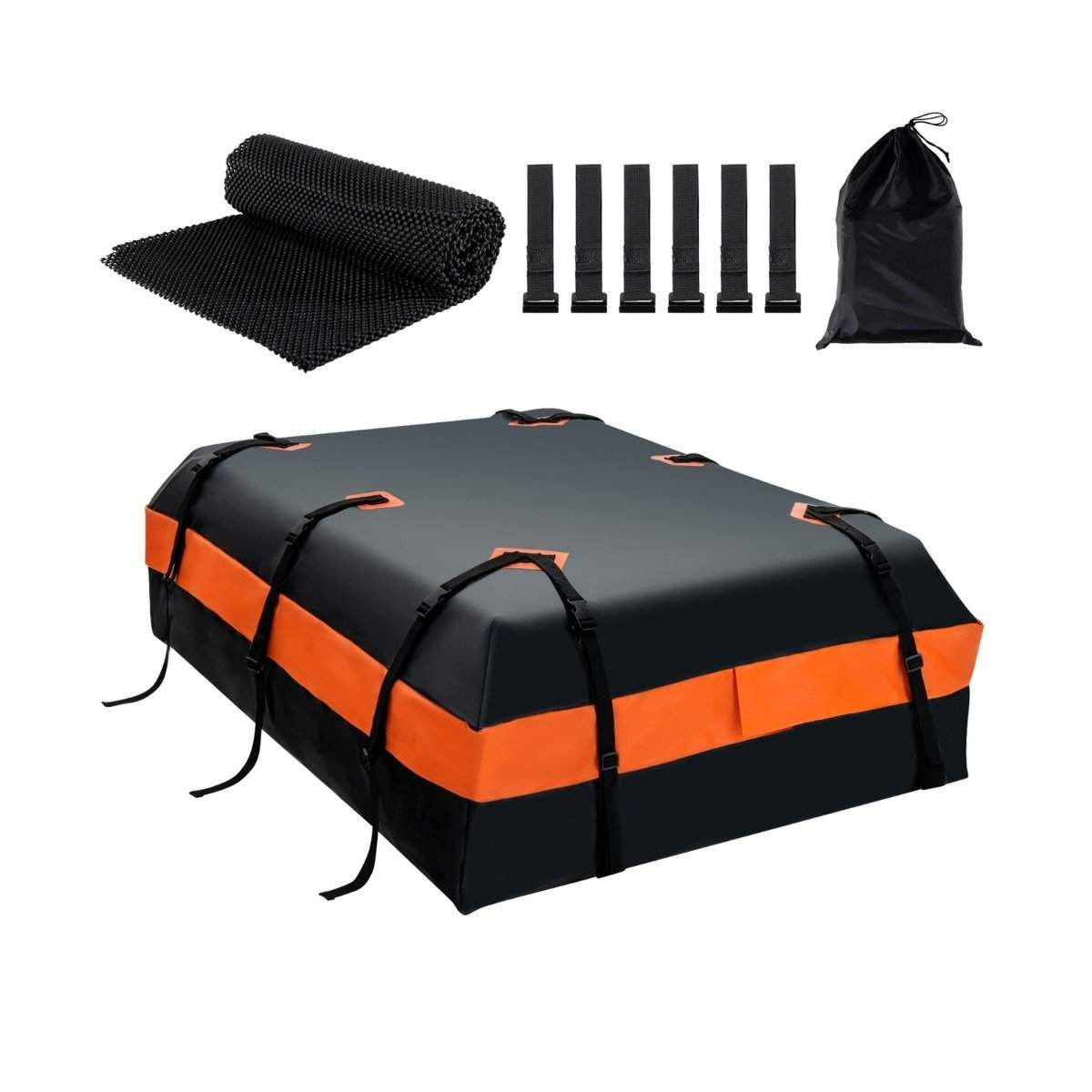 Vandtæt tagboks med 600 L kapacitet til alle køretøjer 132x100x43cm sort+orange