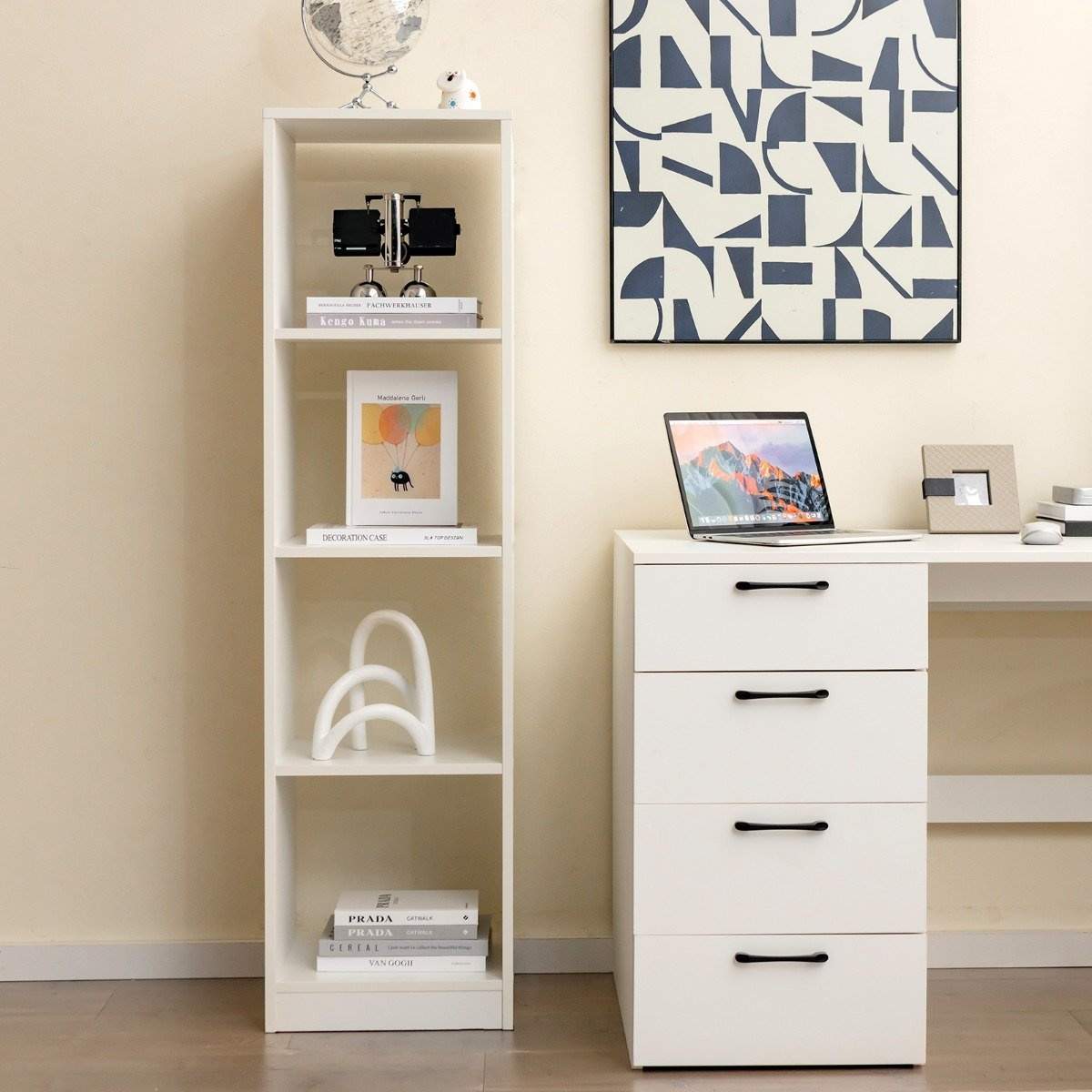 Hörnhylla 142 cm Smal bokhylla 38 x 33 x 142 cm Vit | Leksaker & Spel - Leksaker - Rittillbehör & Pyssel - Klistermärken | Pryloteket