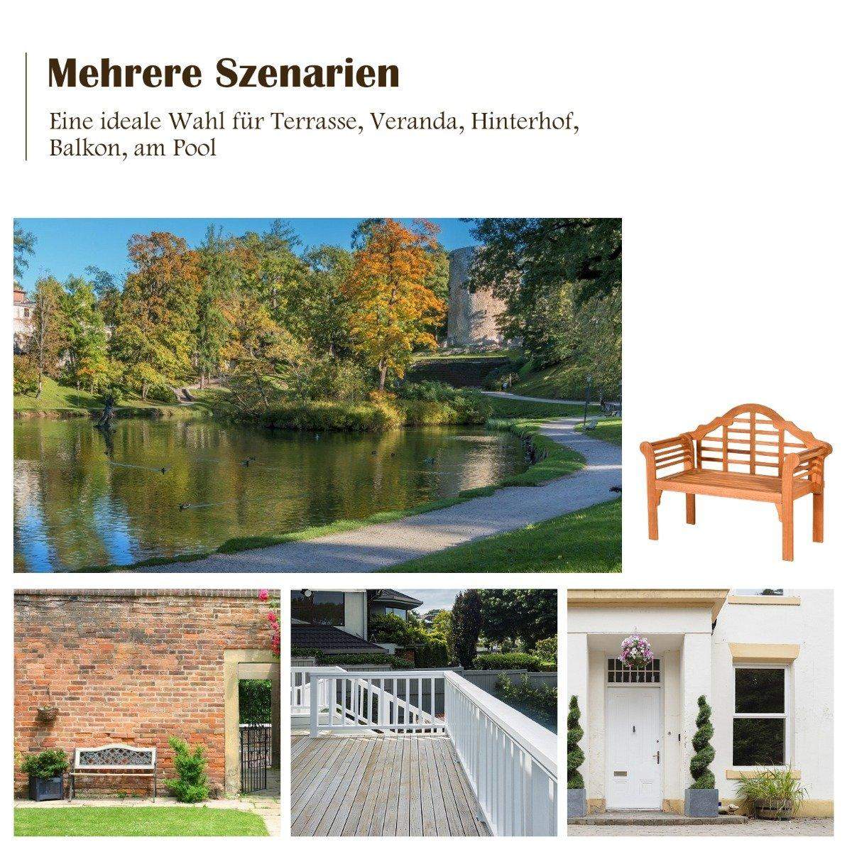 Havebænk sammenklappelig træbænk til udendørs brug 123 x 54 x 96 cm natur