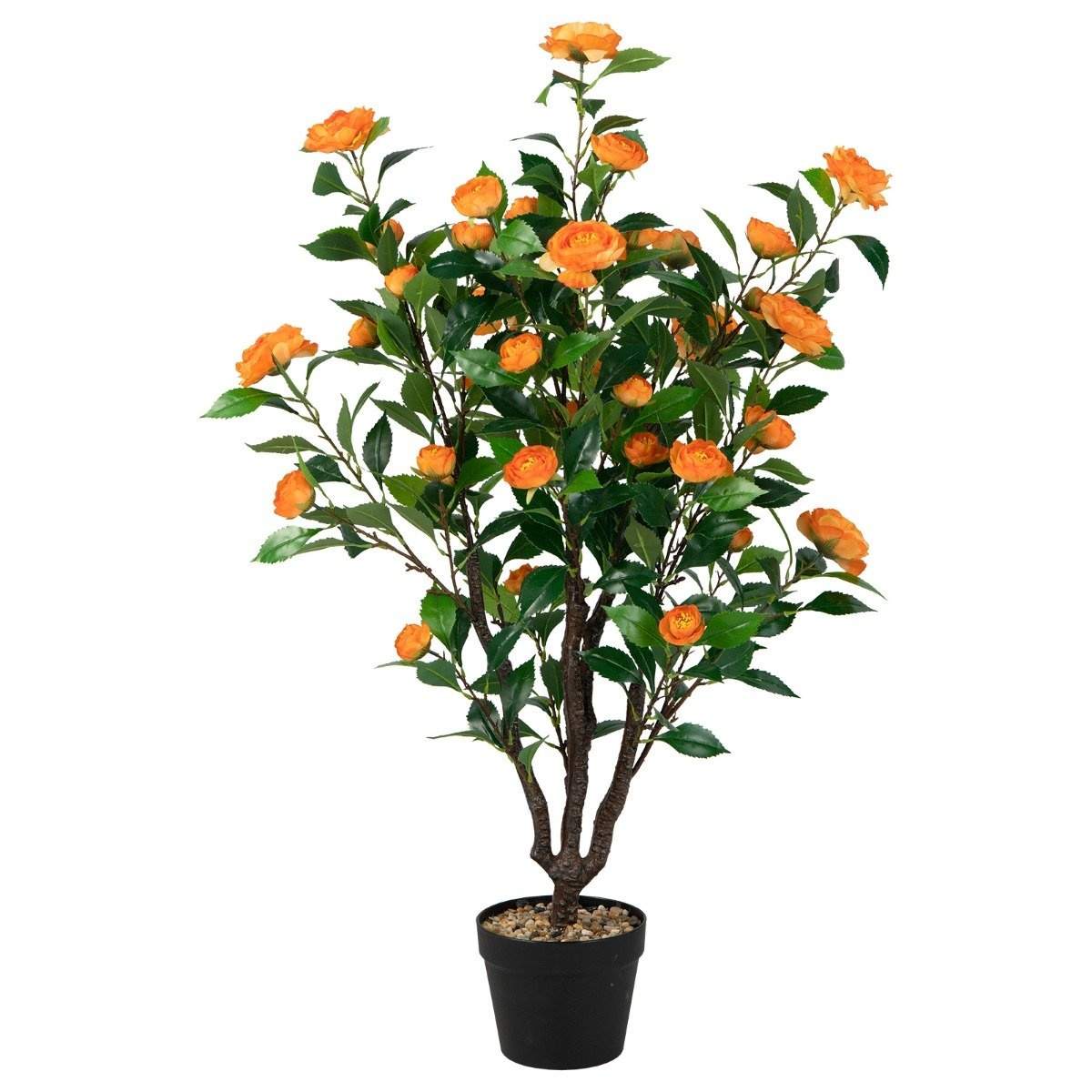 Keinotekoinen kameliapuu Fake Flowering Camellia Plant Vihreä + keltainen