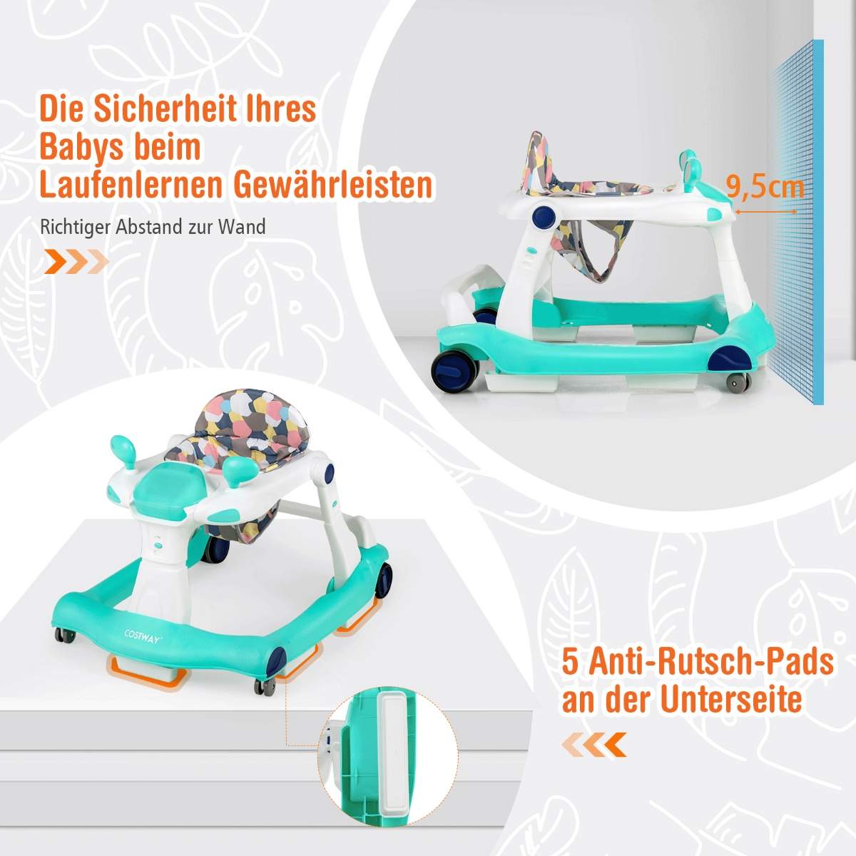 2 i 1 gåstol sammenfoldelig gåstol grøn