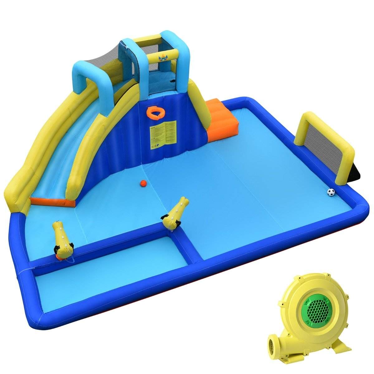 Vandland 6-i-1 hoppeborg med blæser & vandstråler & rutsjebane 525 x 373 x 203 cm
