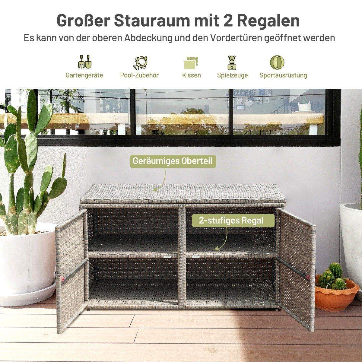 Terrasslåda i rotting med 335 L kapacitet 115 x 60 x 65 cm Grå | Elektronik - Tillbehör Mobil & Surfplatta - Mobiltillbehör - Mobilkablar - Tillbehör | Pryloteket