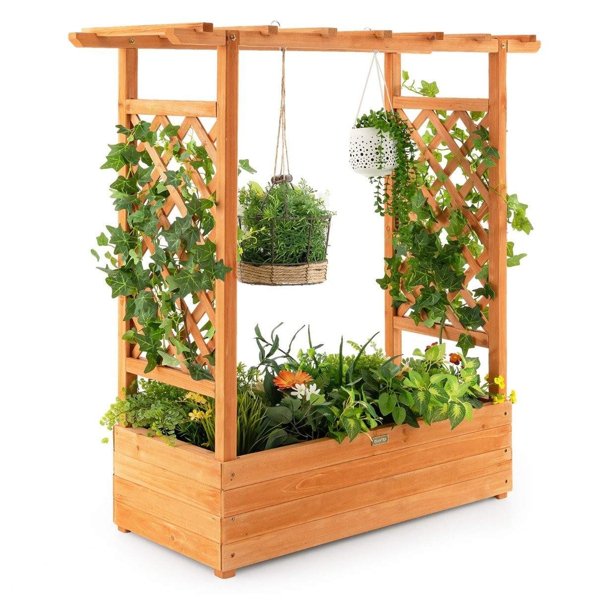 Højseng med buet espalier & hængende tag 110 x 44 x 113,5 cm orange