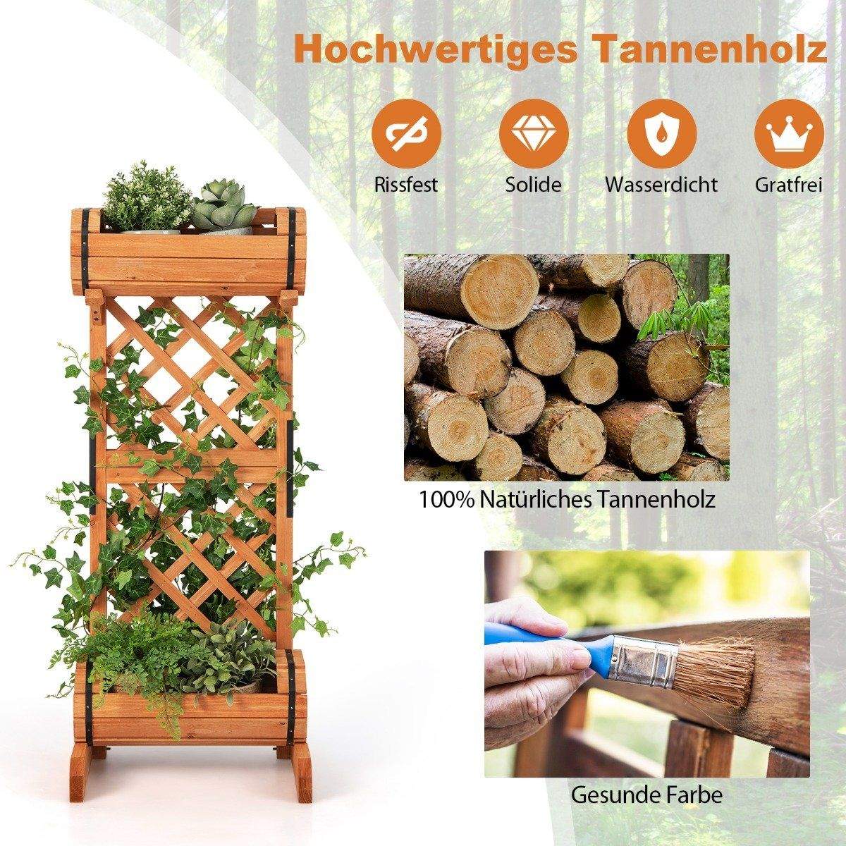 Haveseng højbed lavet af træ med espalier 45,5 x 36 x 113 cm orange