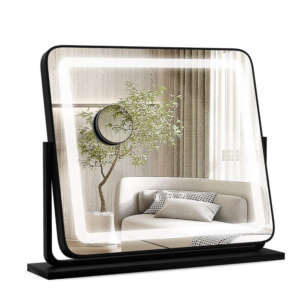 Bord LED lysspejl makeup spejl med lys 56 x 12 x 48 cm Sort