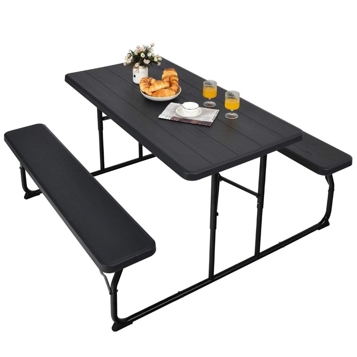 Campingbordsset hopfällbart picknickbord med bänkar svart | Elektronik - Kablar & Adaptrar - Adaptrar & Signalomvandlare - USB | Pryloteket