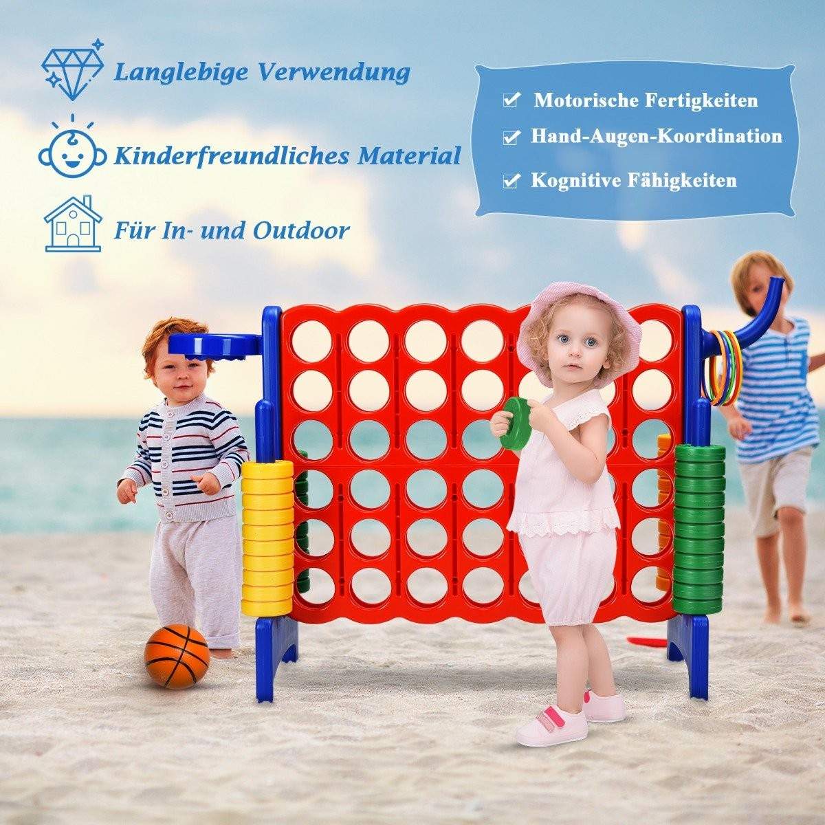 Stort 4-i-rad-jumbo 4-i-rad-set för barn & vuxna 84 x 33 x 79 cm röd + blå | Hälsa & Skönhet - Personvård - Vård & Rehabilitering - Hållning | Pryloteket