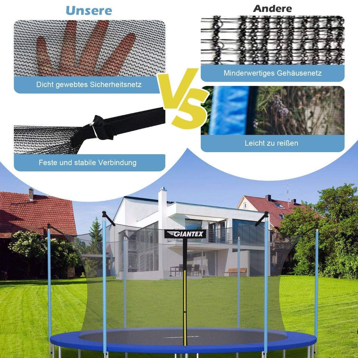 Ø305 cm trampolin sikkerhedsnet indvendigt til havetrampoliner sort
