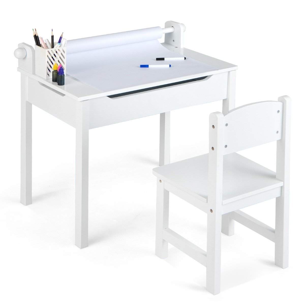 Børnebord med stol sensorisk dækkeserviet til børn Hvid