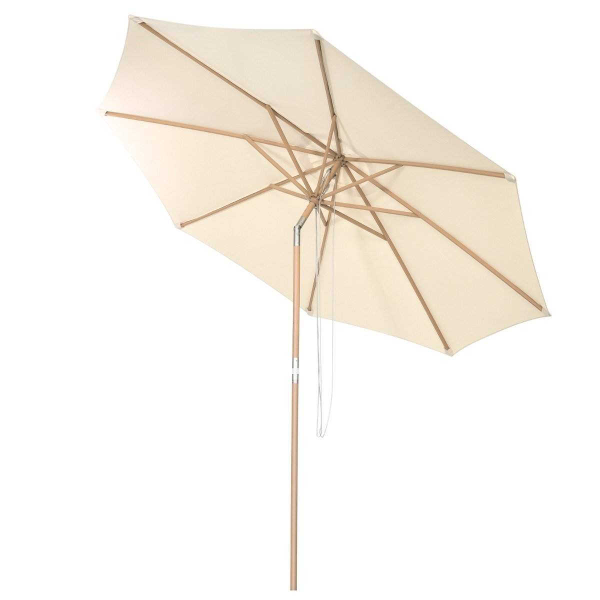 300 cm haveparaply lavet af træ, kan bøjes 30° på begge sider, beige