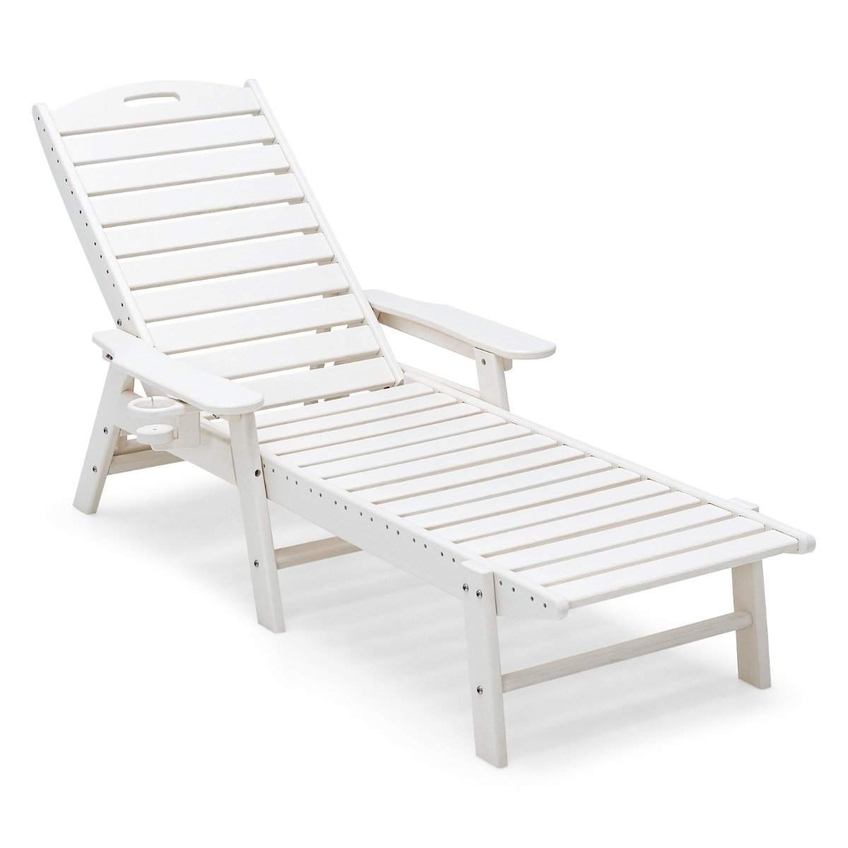 Outdoor Schäslong Lounge Stol Uteplats HDPE Solstol Ryggstöd Justerbar Vit | Elektronik - Tillbehör Mobil & Surfplatta - Mobiltillbehör - Mobilkablar - Tillbehör | Pryloteket