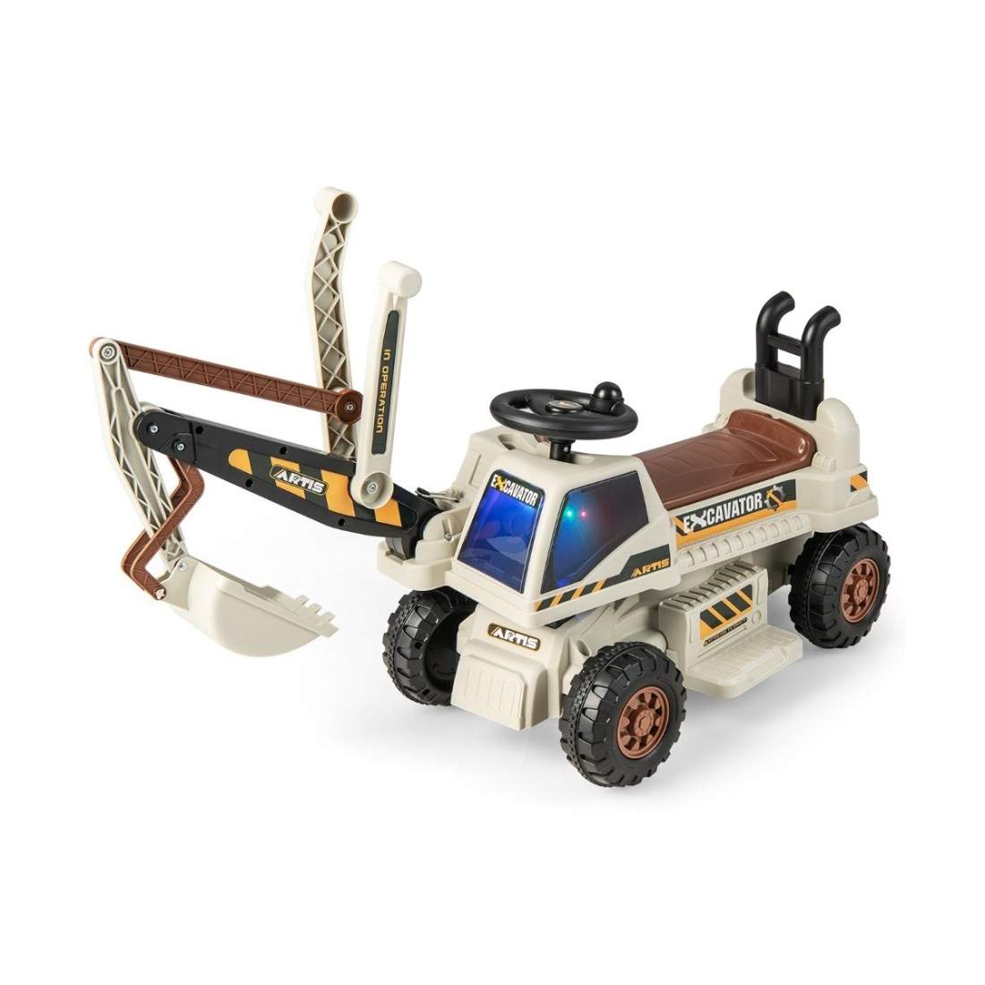 6V barnstolsgrävmaskin med roterande & justerbar spade & musik svart + grå | Hälsa & Skönhet - Personvård - Vård & Rehabilitering - Hållning | Pryloteket