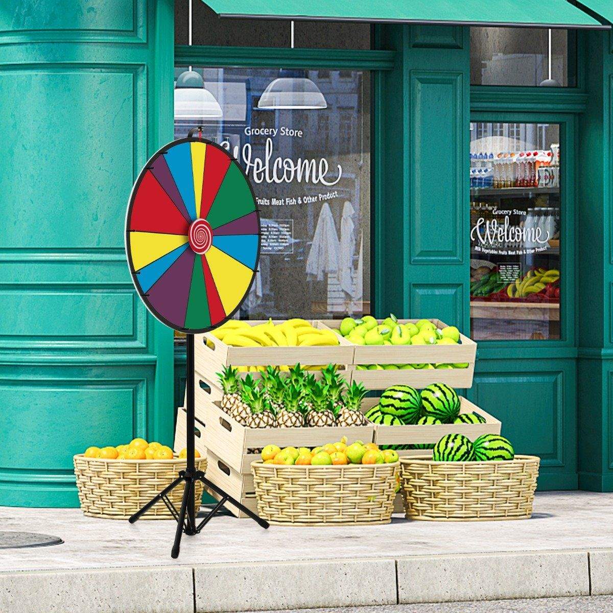 76 cm langt konkurrencehjul, højdejusterbart lotterihjul med stativ, skrivbart lykkehjul