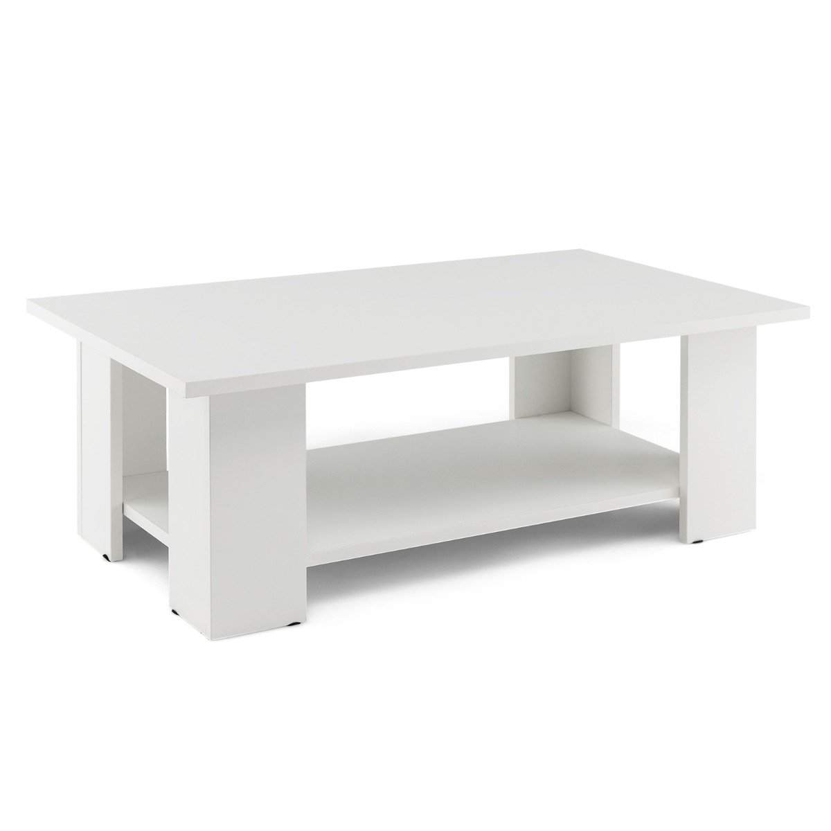 Sofabord i 2 plan af træ, sidebord, bæreevne op til 125 kg, 90 x 52 x 32 cm, hvid