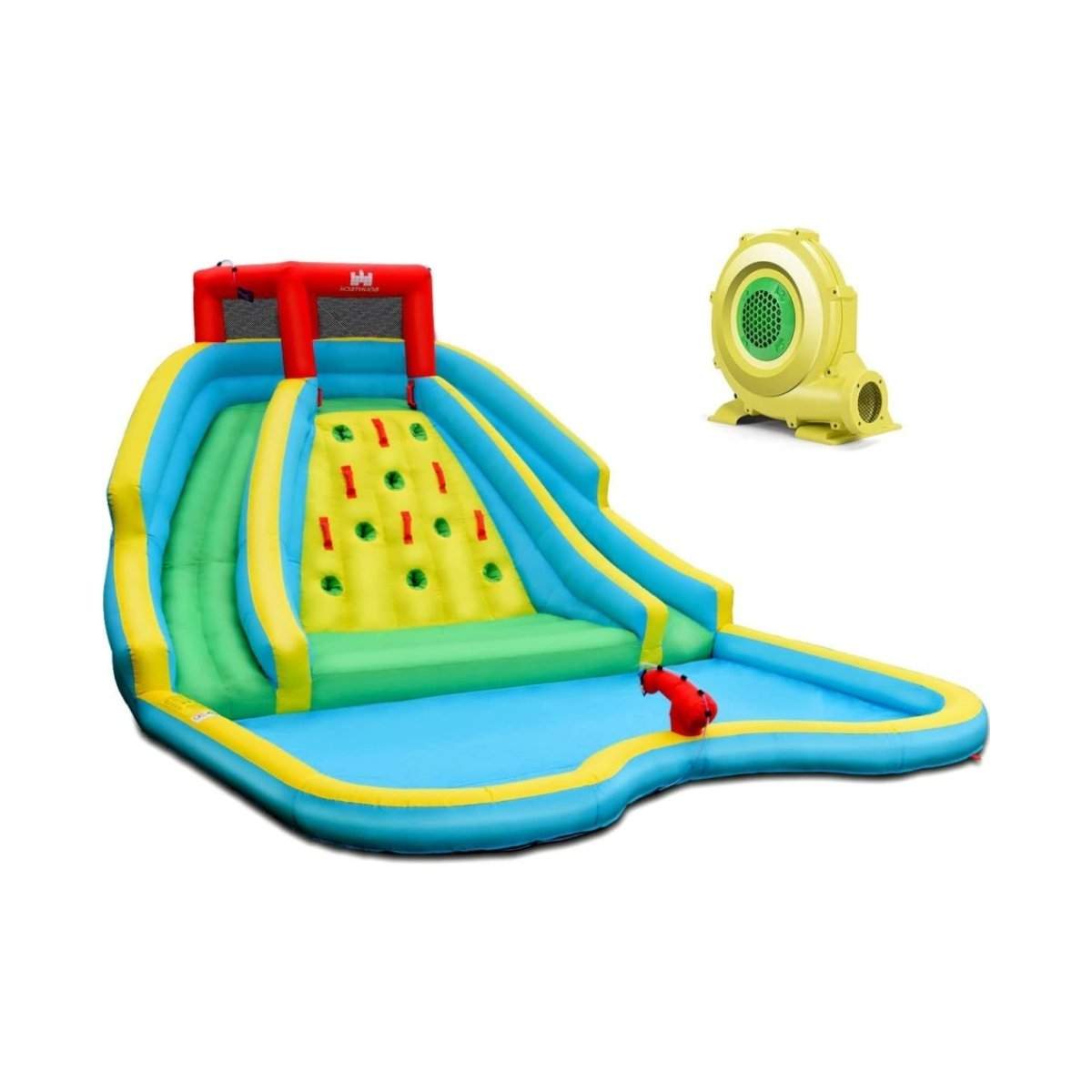 Uppblåsbar hoppborg med fläkt Hoppborg med två vattenrutschbanor 452 x 366 x 229 cm | Elektronik - Tillbehör Mobil & Surfplatta - Mobiltillbehör - Mobilkablar - Tillbehör | Pryloteket