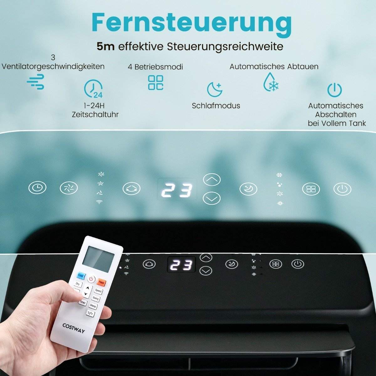 4-i-1 bærbart klimaanlæg 14000 BTU Varme & Køling & Blæser & Affugtning (4,1KW-14000-40m²)