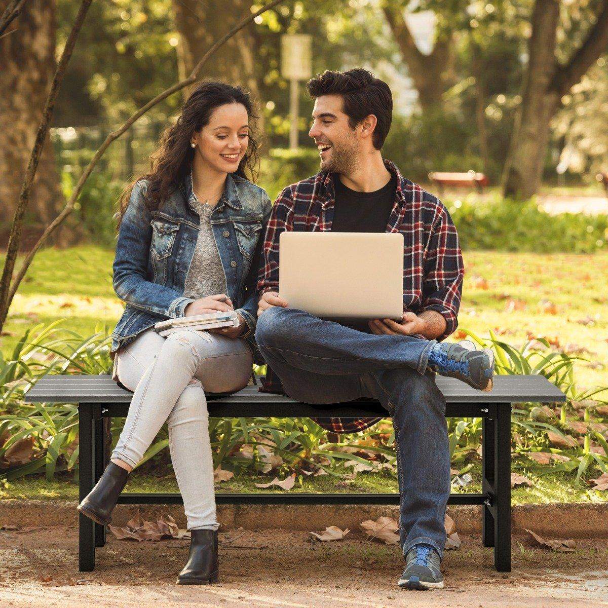 Havebænk til 2 personer med lamelsæde kan holde op til 300 kg 120 x 36 x 40,5 cm grå
