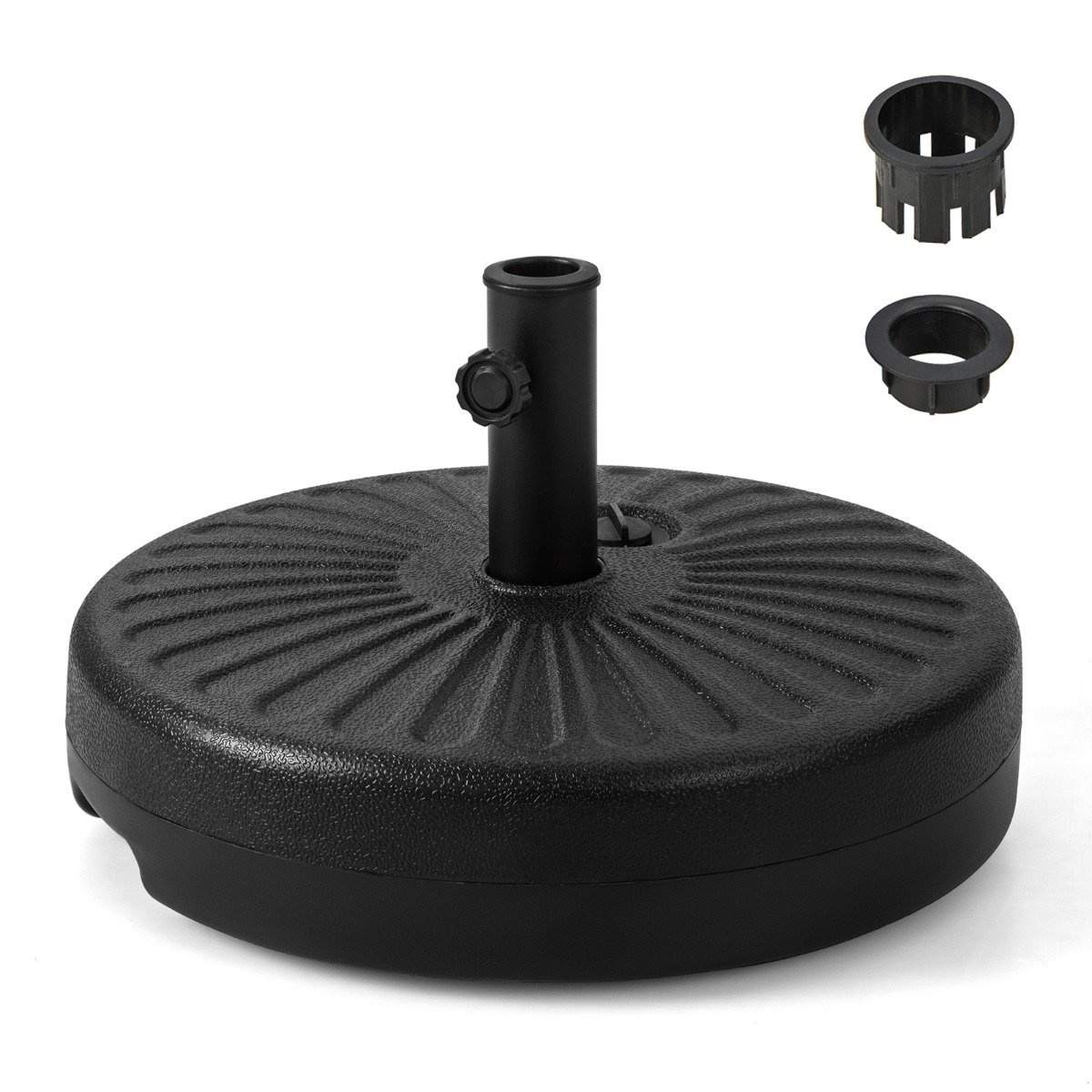 Fyldbart rundt paraplystativ med en diameter på 50 cm til maksimalt 34 kg sort