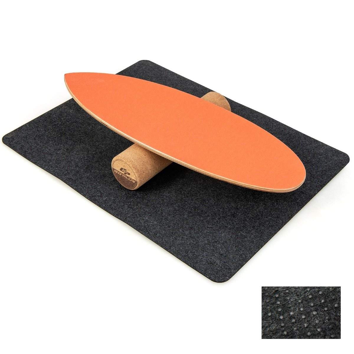 Træbalancebræt Wobble Board med hjul og tæppe 3-i-1 balancebrætsæt orange