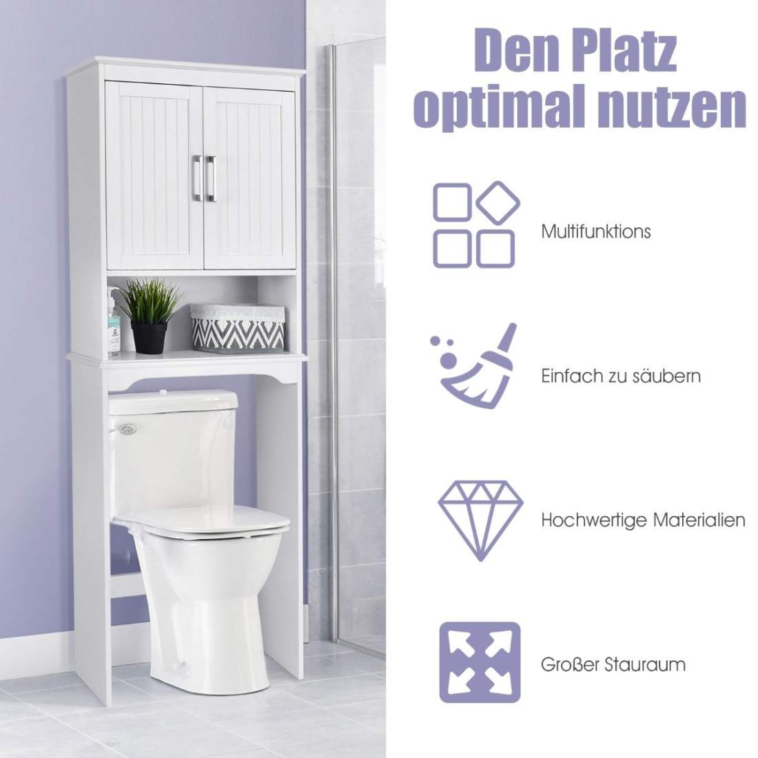 Badrumsskåp tvättmaskinsskåp med justerbar hylla 63 x 23 x 168 cm | Hem & Hobby - Hem & Hushåll - Badrum - Badrumsförvaring | Pryloteket