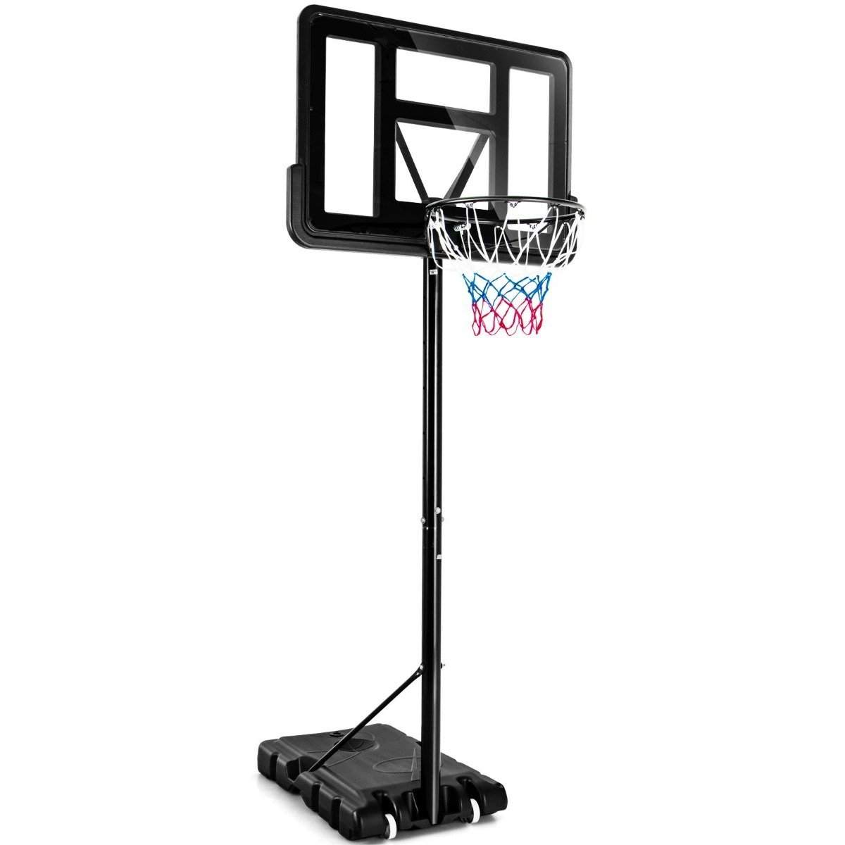 130 - 305 cm basketballstativ med net & 2 hjul, højdejusterbar sort