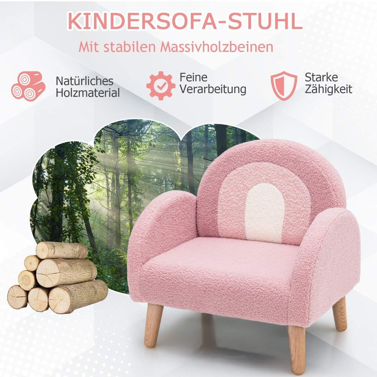 Børnelænestol til småbørn Børnesofa betrukket med ryglæn pink