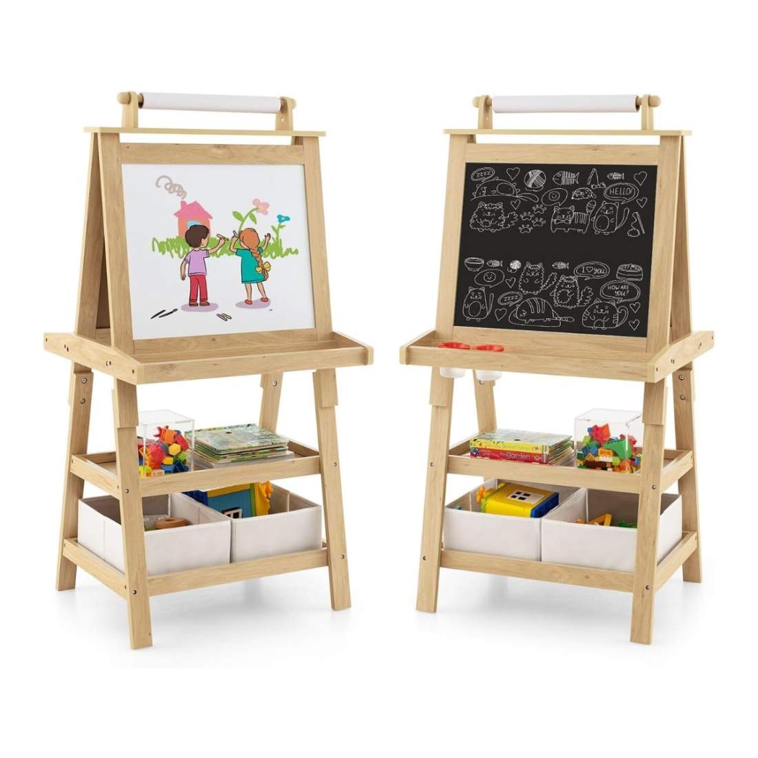 3 i 1 barnstafli dubbelsidig whiteboard & svarta tavla & ritpapper Naturligt | Elektronik - Tillbehör Mobil & Surfplatta - Mobiltillbehör - Mobilkablar - Tillbehör | Pryloteket