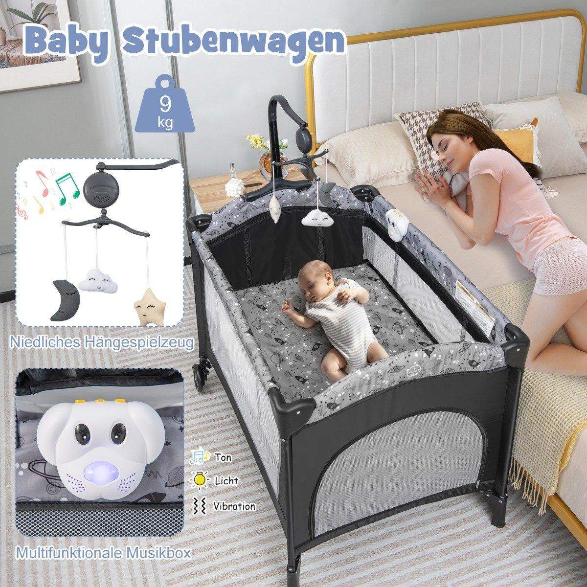 3 I 1 sidosäng hopfällbar resesäng med hängande madrass 102 x 72 x 74 cm grå | Hälsa & Skönhet - Personvård - Vård & Rehabilitering - Hållning | Pryloteket