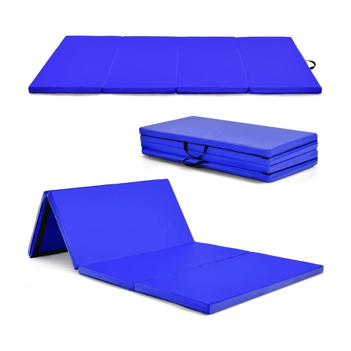 240 x 120 x 5 cm sammenfoldelig gymnastikmåtte med velcrolukning og 2 bærehåndtag blå
