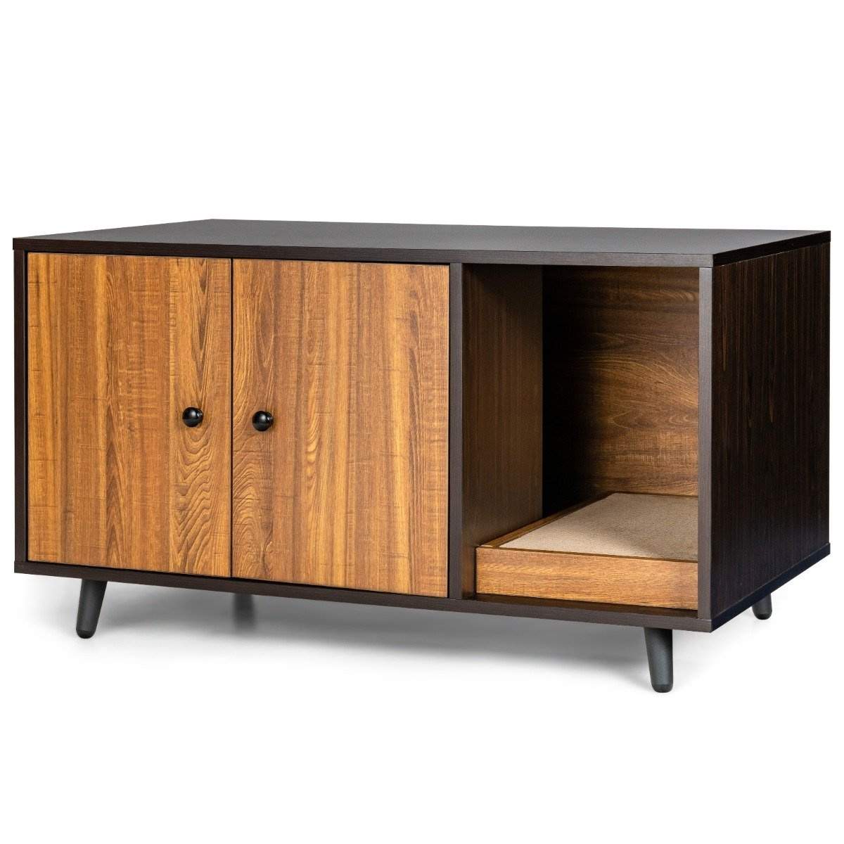 2 i 1 sidebord & katteskab med skrabebræt kattetoilet 90 x 50 x 50 cm