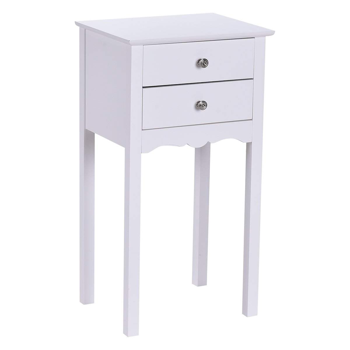Sengebord med 2 skuffer og anti-vip beskyttelse Moderne sidebord 40 x 32 x 75 cm hvid